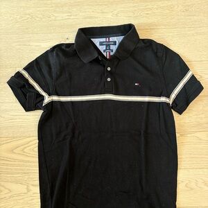 Tommy Hilfiger Black Polo with White Stripes